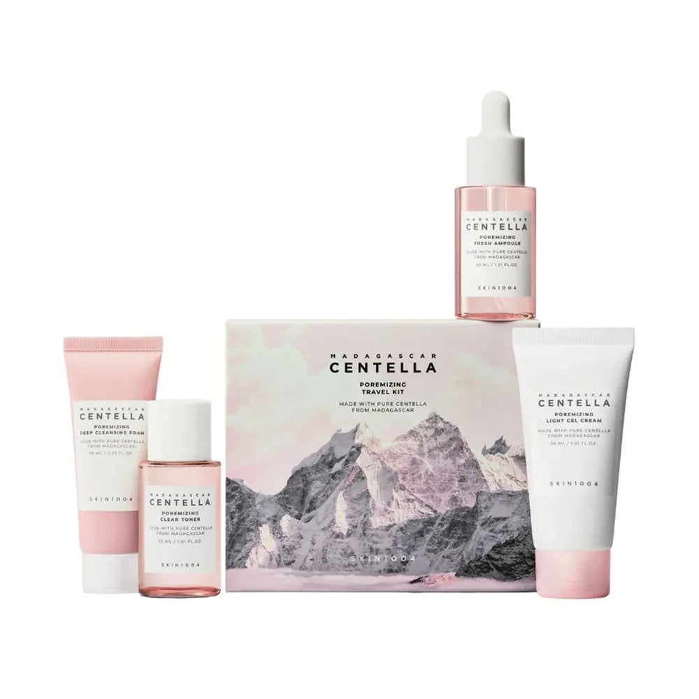 Набір для обличчя Skin1004 Madagascar Centella Poremizing Travel Kit (пінка, 20 мл + тонер, 30 мл + сироватка, 30 мл + гель-крем, 30 мл)