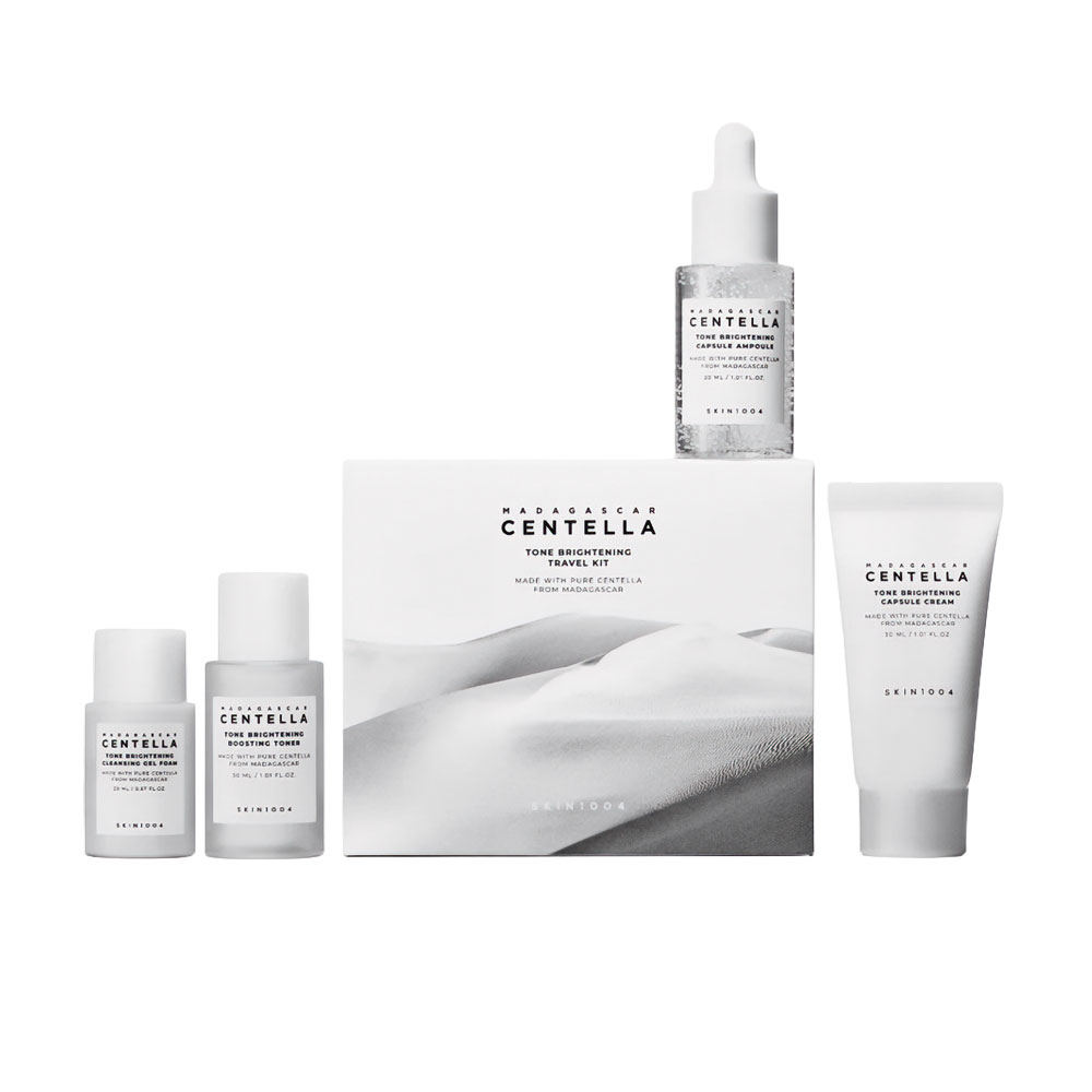 Набір для обличчя Skin1004 Madagascar Centella Tone-Brightening Travel Kit (гель-пінка, 20 мл + тонер, 30 мл + ампула, 30 мл + крем, 30 мл)